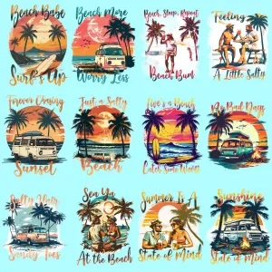 11 Vintage Beach Designs Bundle PNG