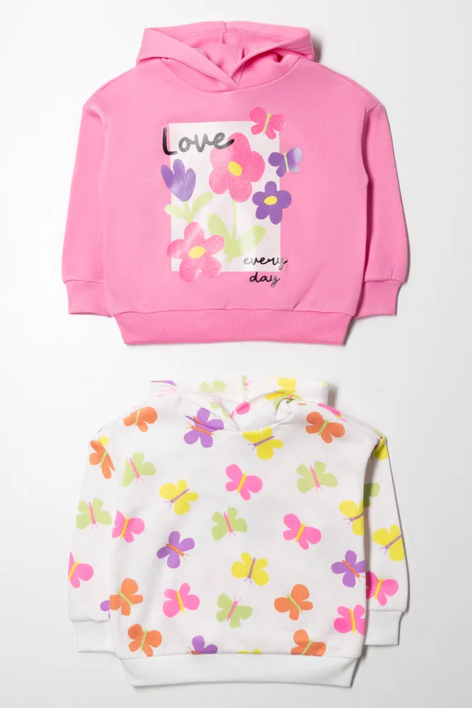 2 Pack Butterfly Tracktops Pink And White