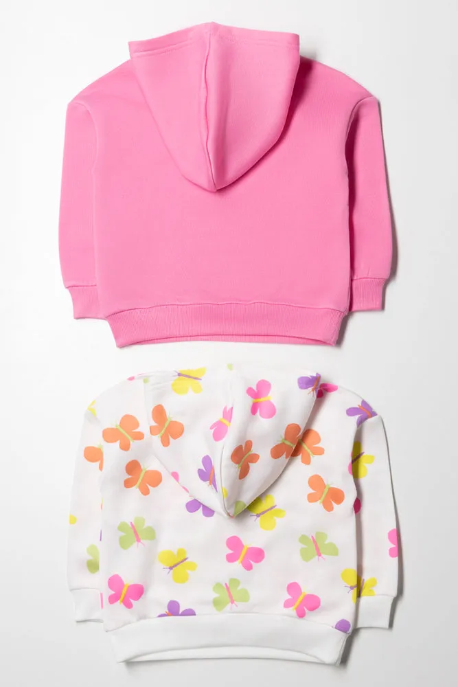 2 Pack Butterfly Tracktops Pink And White