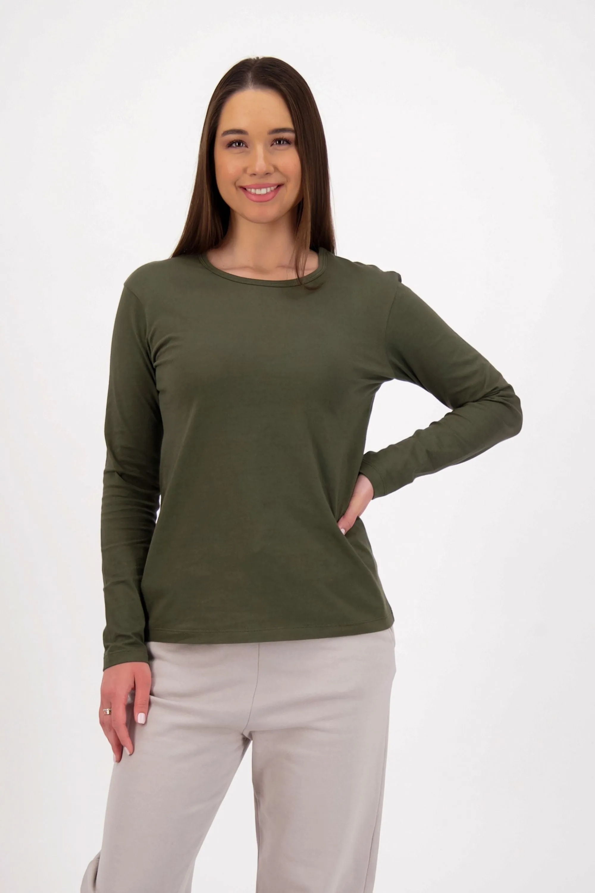 3-Pack Women's Long Sleeve White-Black-Olive | Organic Cotton, Sustainable & Super Soft