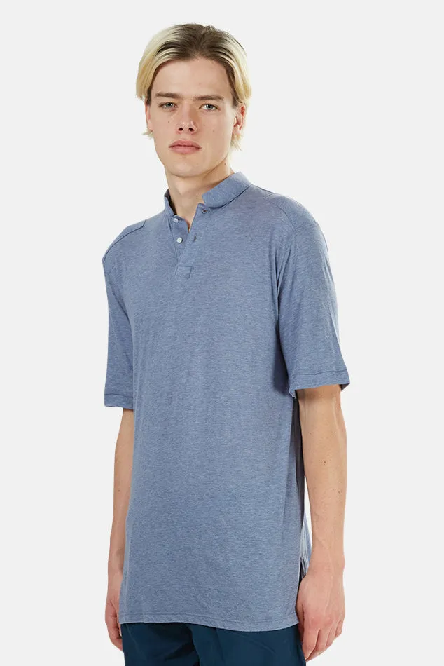 66 Pop Collar Polo Heather Blue