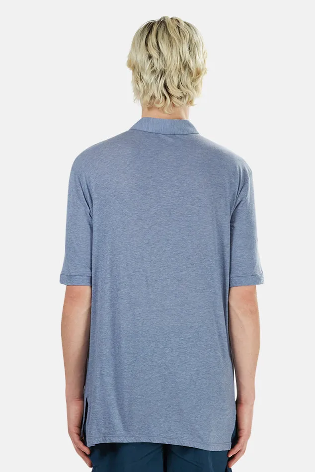 66 Pop Collar Polo Heather Blue