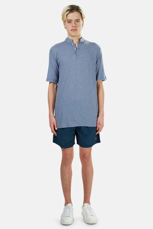 66 Pop Collar Polo Heather Blue