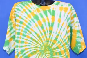 90s Spiral Tie Dye Green Yellow t-shirt Extra Large