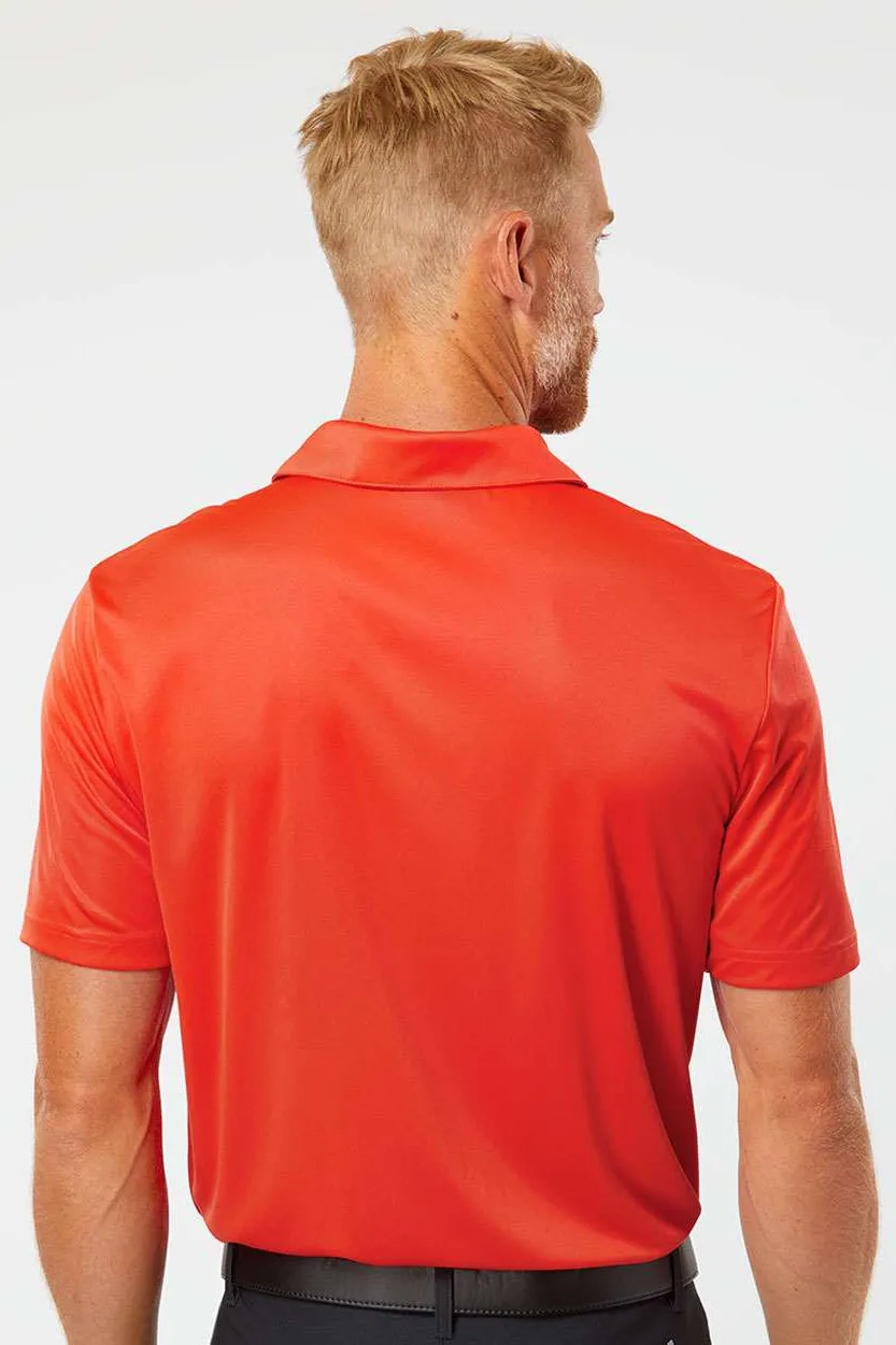 Adidas Mens 3 Stripes UPF 50  Short Sleeve Polo Shirt - Blaze Orange/Black - NEW