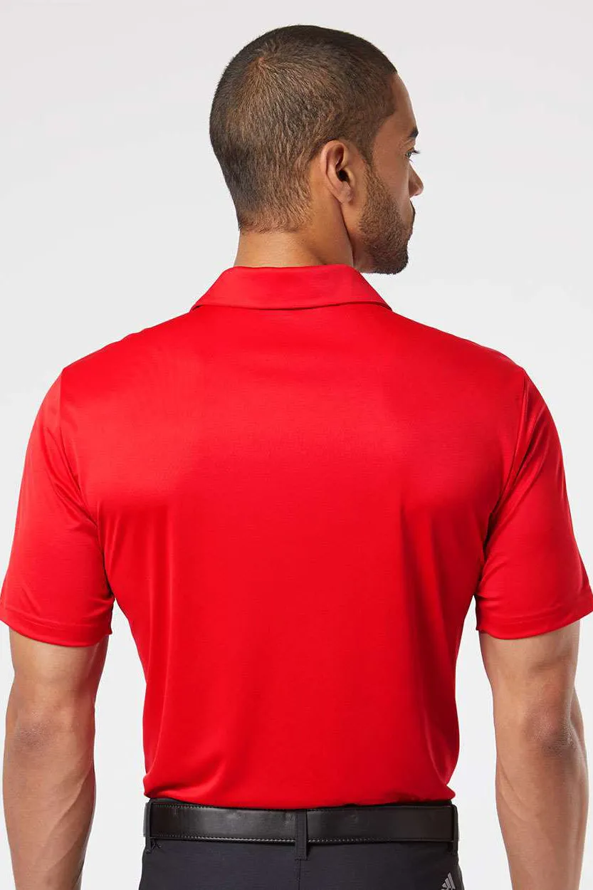 Adidas Mens 3 Stripes UPF 50  Short Sleeve Polo Shirt - Collegiate Red/Black - NEW
