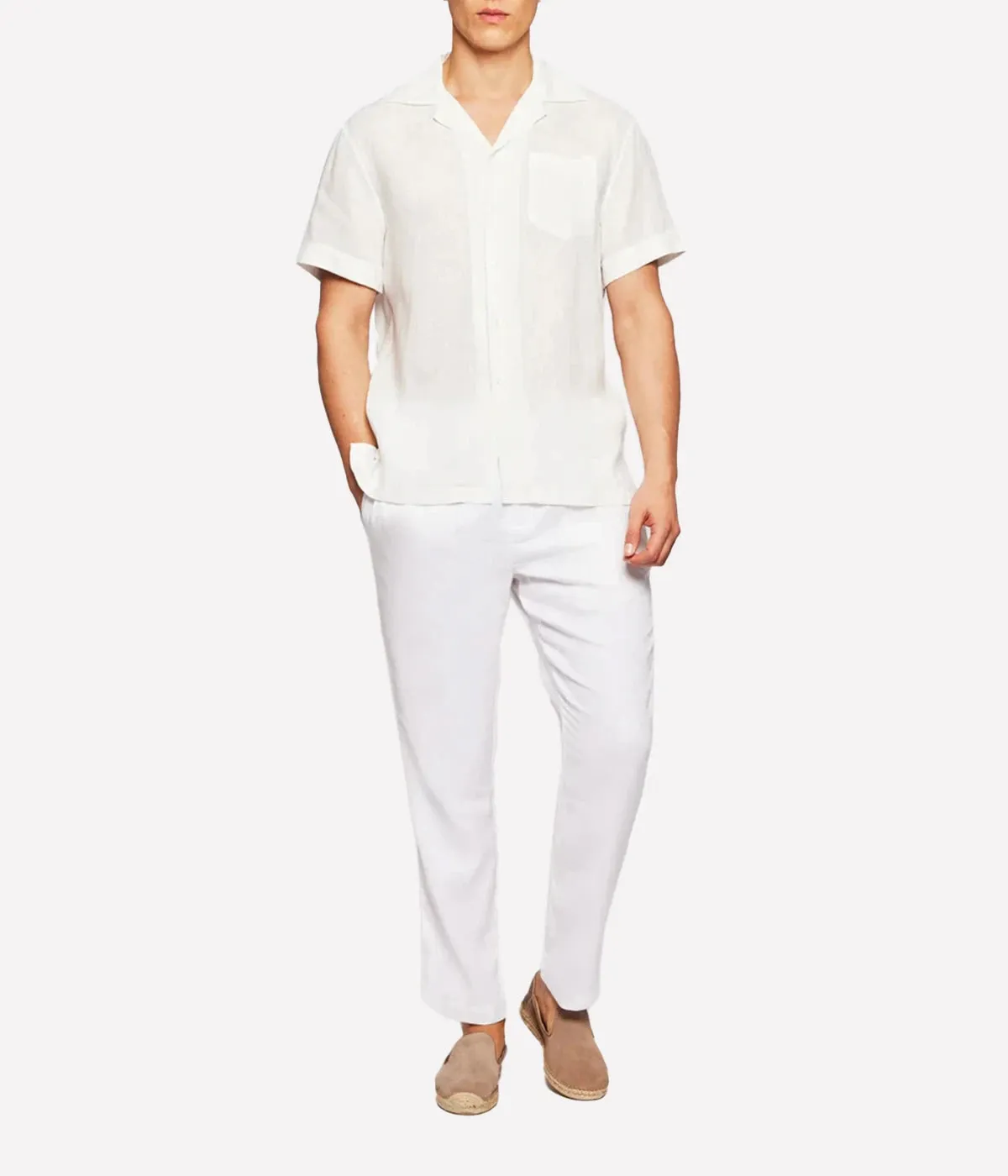 Angelo Linen Short Sleeve Shirt in White