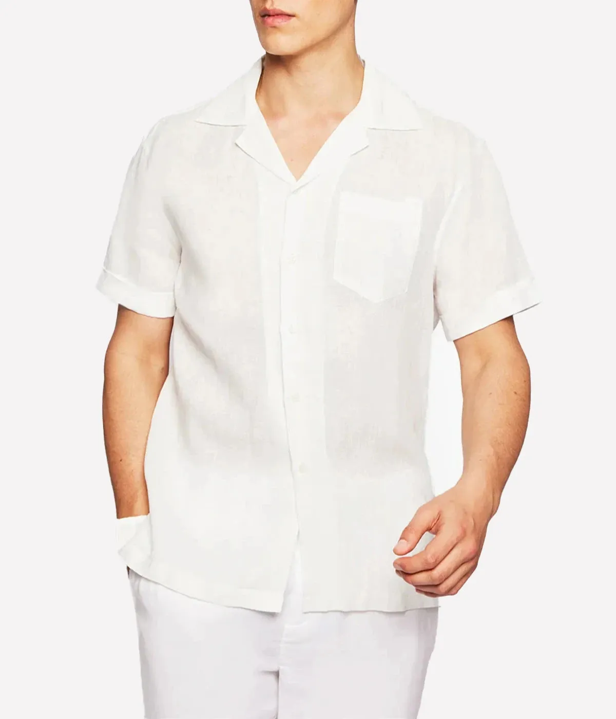 Angelo Linen Short Sleeve Shirt in White