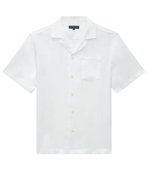 Angelo Linen Short Sleeve Shirt in White