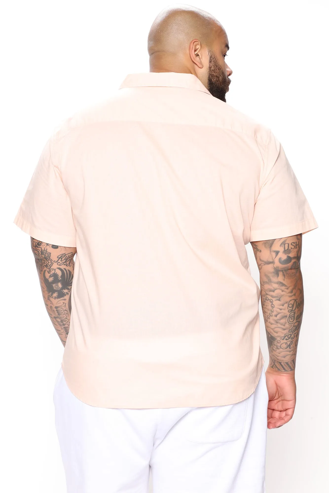 Basic Solid Short Sleeve Woven Top - Pink