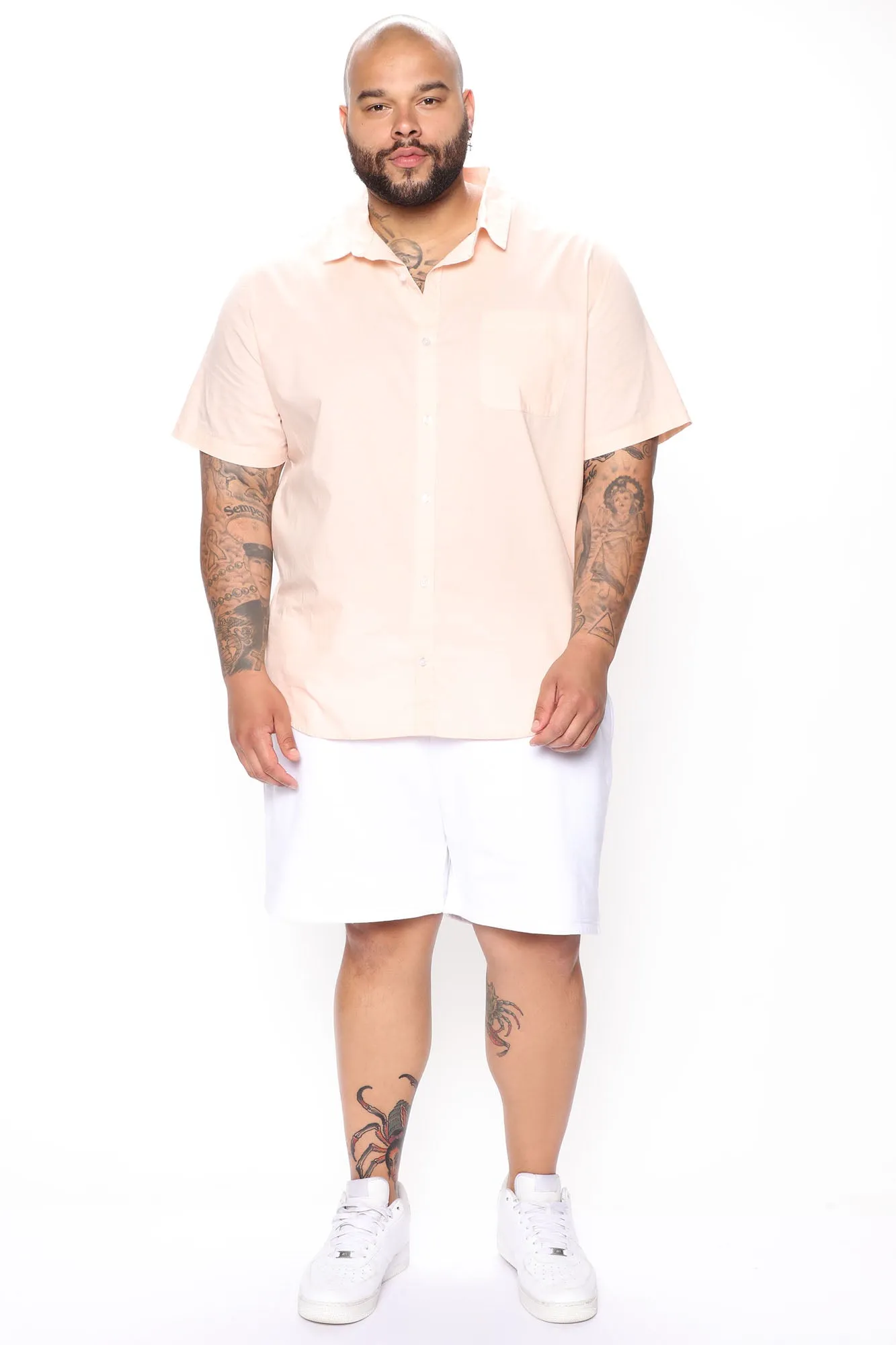 Basic Solid Short Sleeve Woven Top - Pink