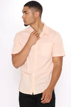 Basic Solid Short Sleeve Woven Top - Pink