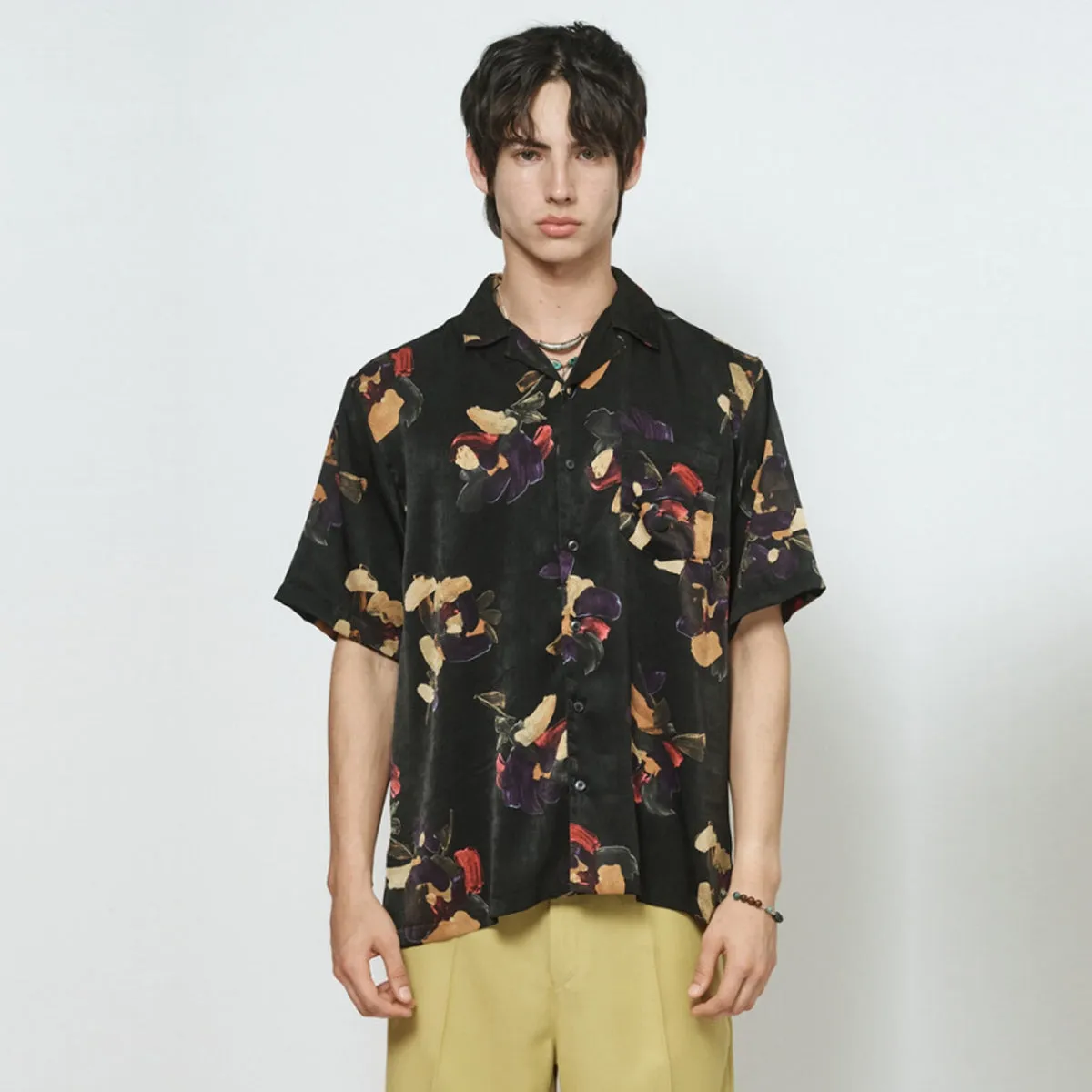 Black Floral All Over Printed Relaxed Fit Shirt