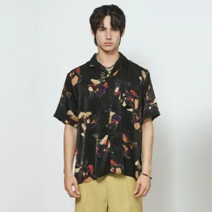 Black Floral All Over Printed Relaxed Fit Shirt
