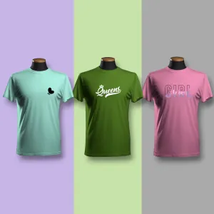 Bundle Of 3 Women's Premium Cotton Blend Summer T-Shirts - Stylish Prints and Comfortable Fit
