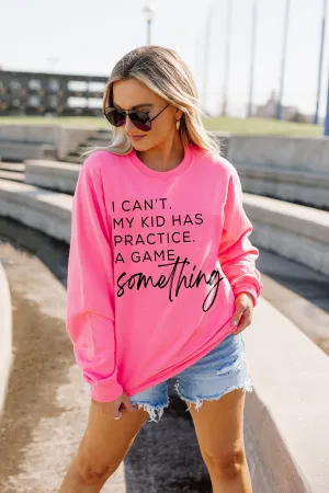 BUSY WITH BASEBALL OVERSIZED CLASSIC CREW IN HOT PINK