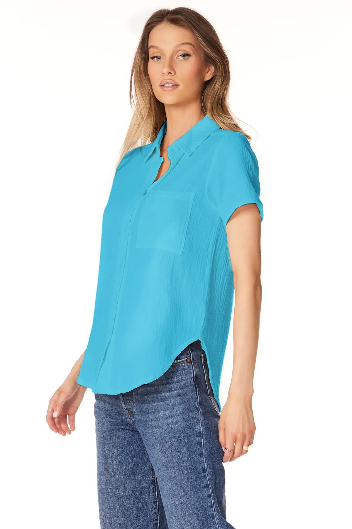 Button Front Collar Shirt - Mermaid