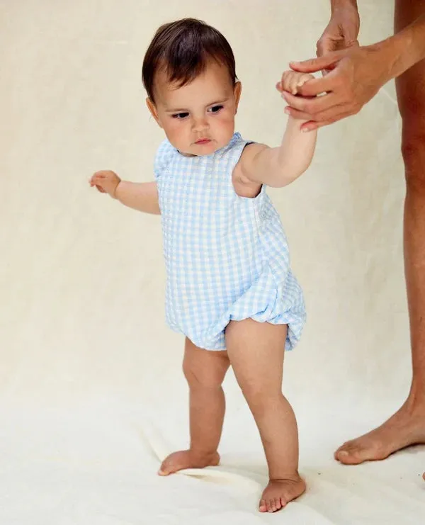 CANOPEA~ Maggie blue gingham /floral 1 pc romper