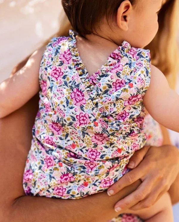CANOPEA~ Maggie blue gingham /floral 1 pc romper