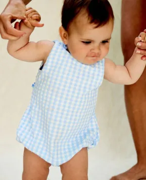 CANOPEA~ Maggie blue gingham /floral 1 pc romper