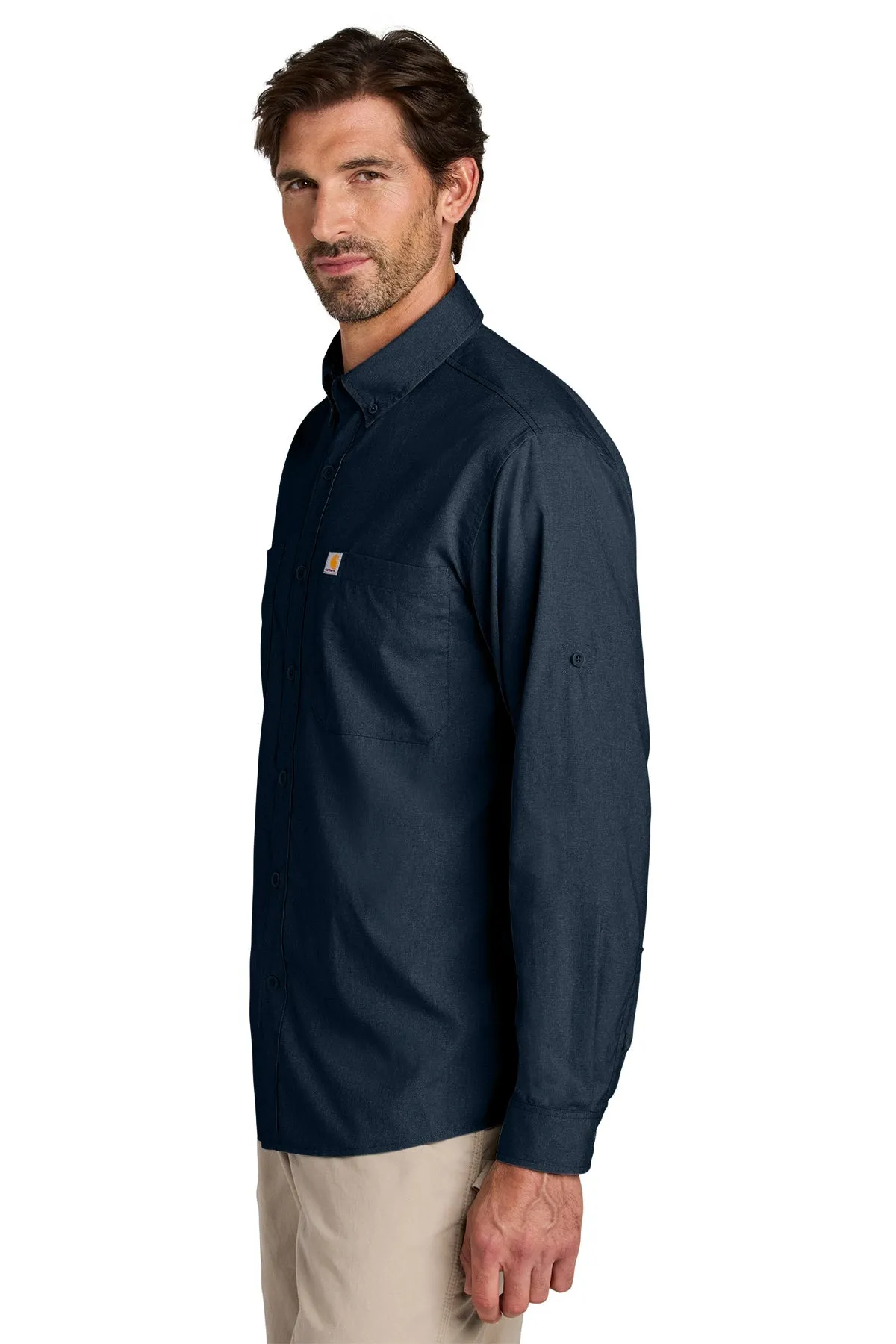 Carhartt Force Sun Defender Long Sleeve Custom Shirts, Navy