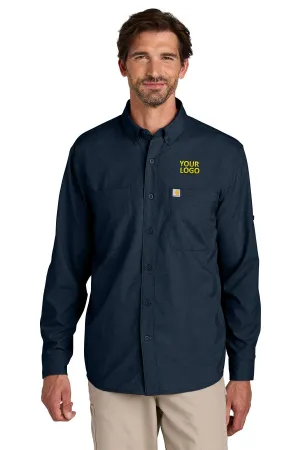 Carhartt Force Sun Defender Long Sleeve Custom Shirts, Navy
