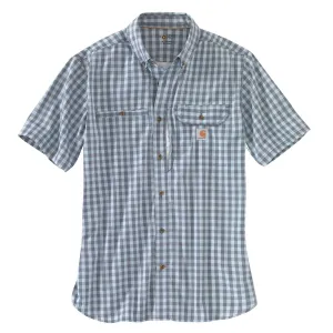 Carhartt Men's Steel Blue Force Ridgefield Plaid Short Sleeve Shirt