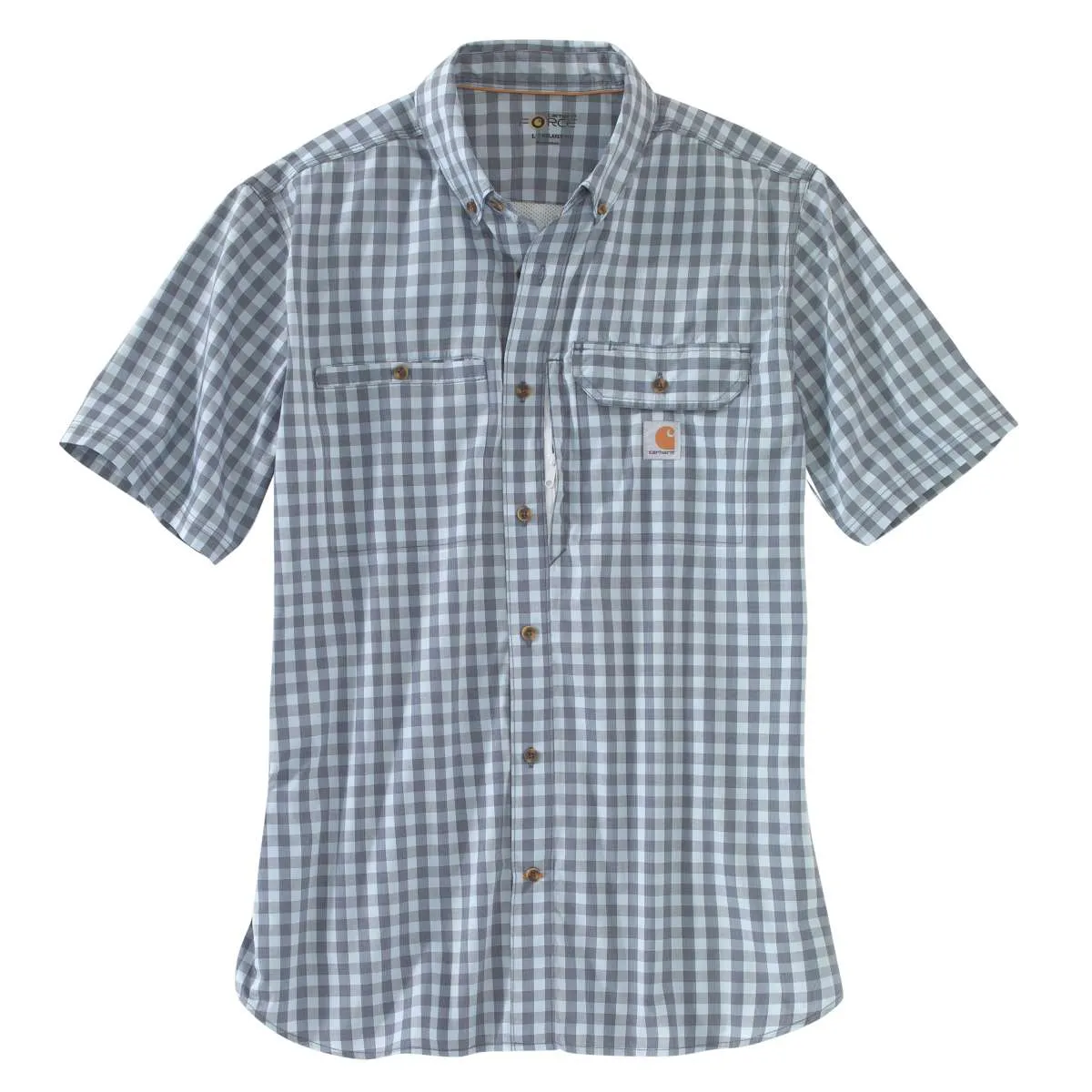 Carhartt Men's Steel Blue Force Ridgefield Plaid Short Sleeve Shirt