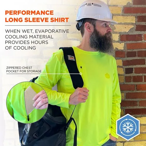 Chill-its 6689 Cooling Long Sleeve Sun Shirt With Uv Protection, Small, Lime, Ships In 1-3 Business Days