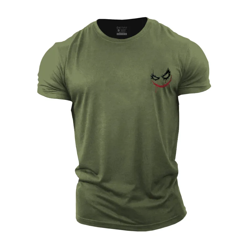 Clown Smiley Face Print Men's Fitness T-shirts