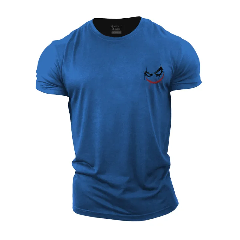 Clown Smiley Face Print Men's Fitness T-shirts