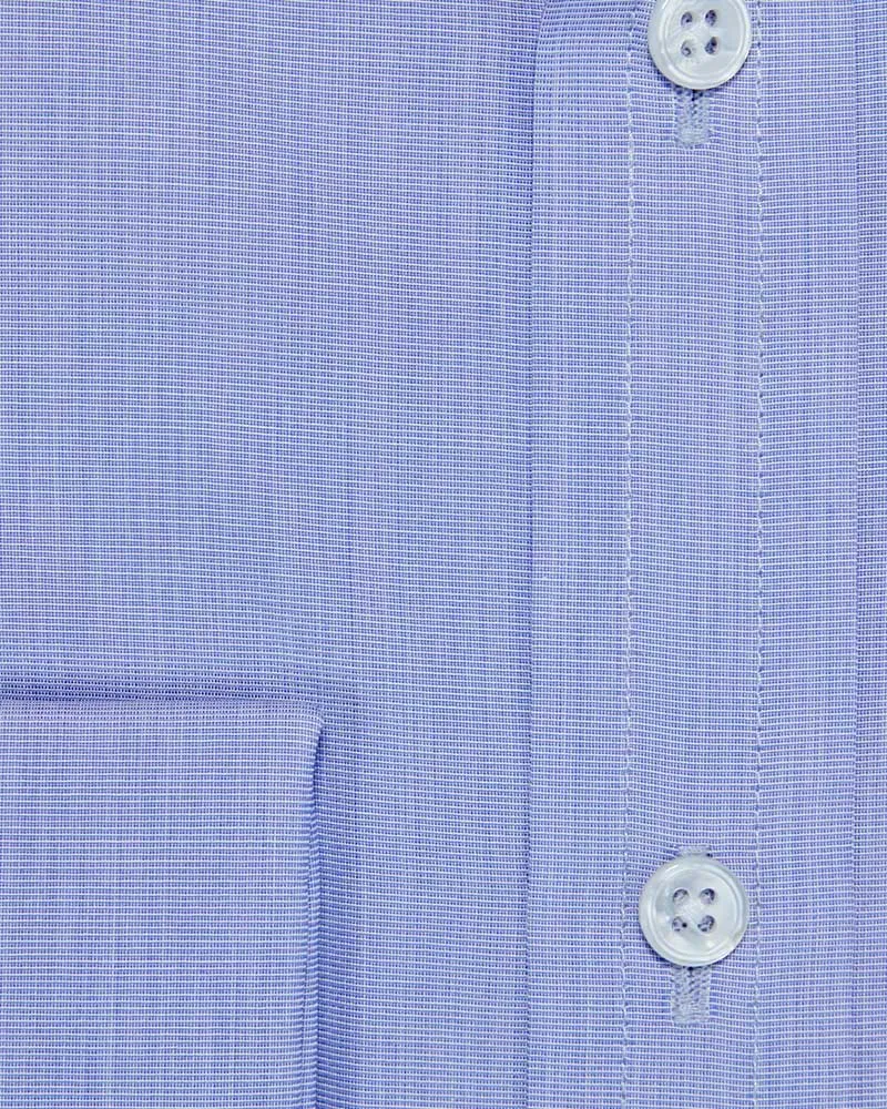 Contemporary Fit Blue End-on-End Cotton Shirt with Cut-away Collar & Double Cuff