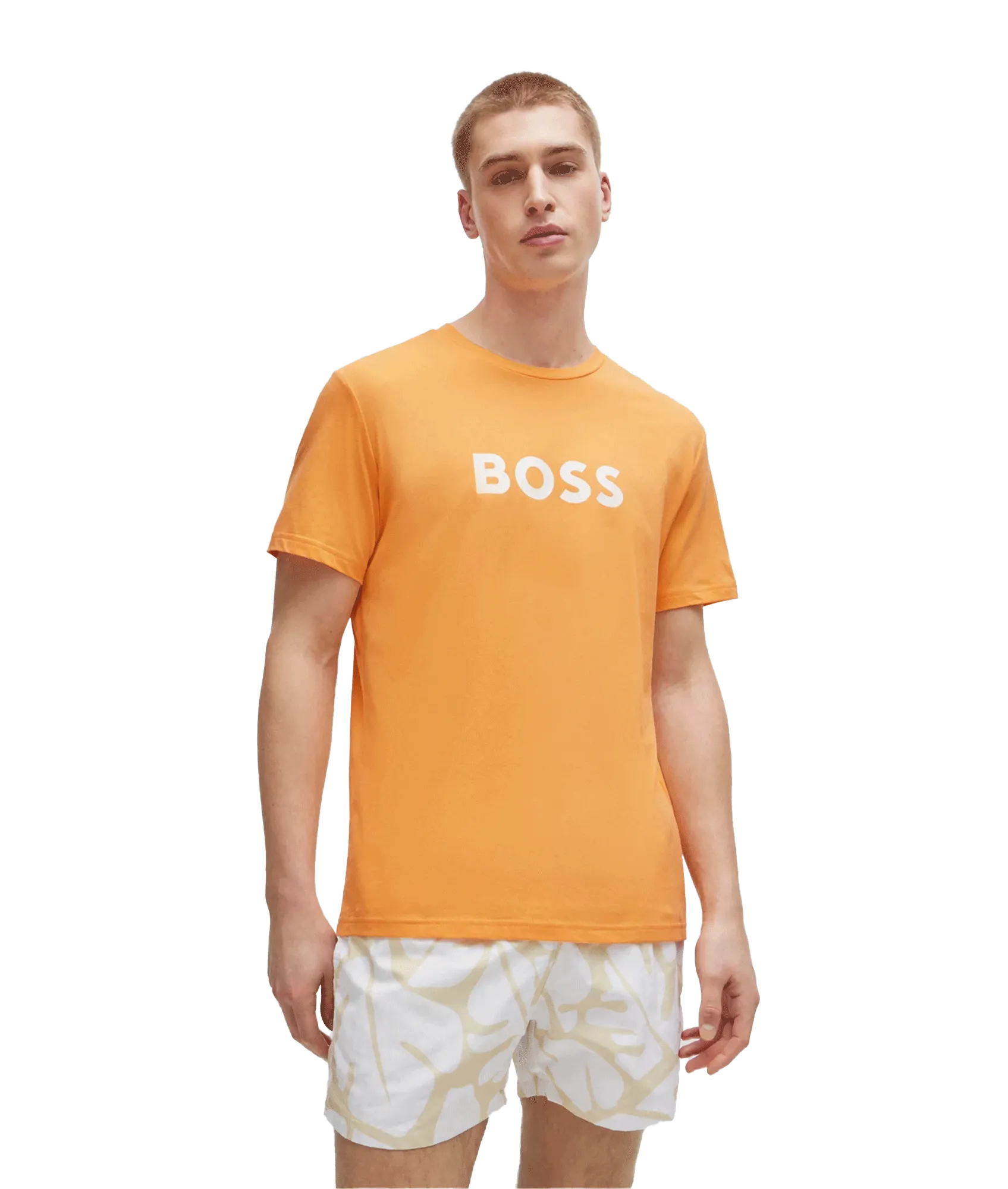 Cotton-jersey Regular-fit T-shirt With Spf 50  Uv Protection - Orange