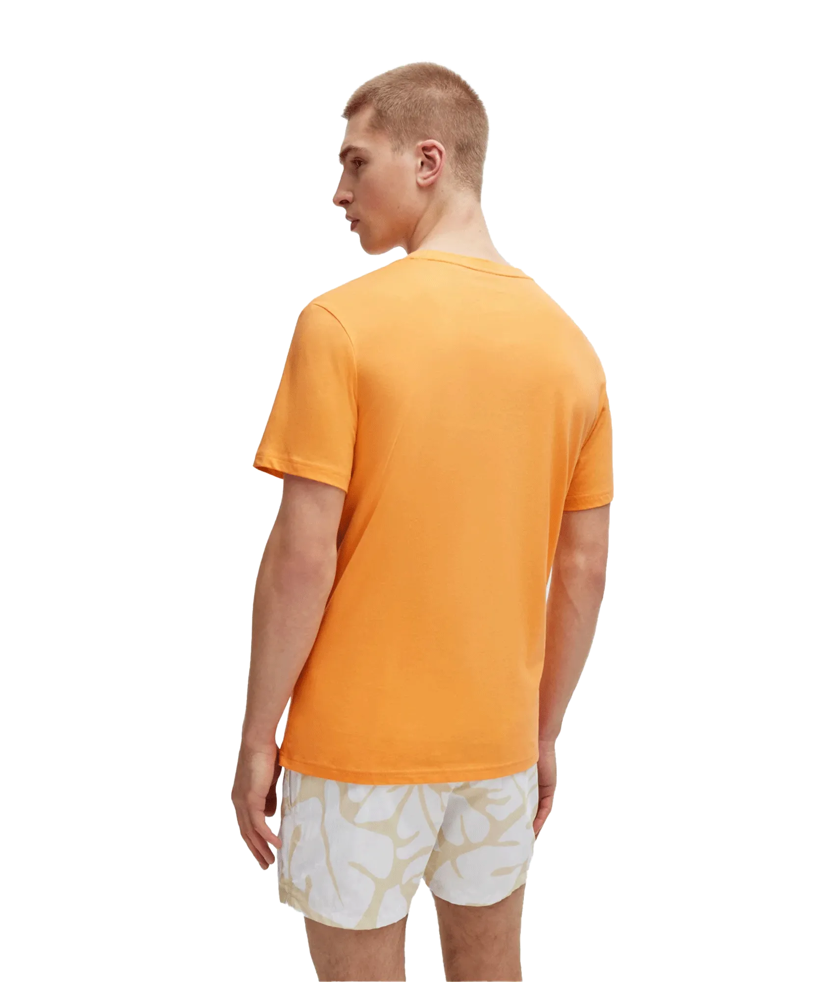 Cotton-jersey Regular-fit T-shirt With Spf 50  Uv Protection - Orange