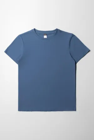 Crew Neck Short Sleeve T-Shirt Blue
