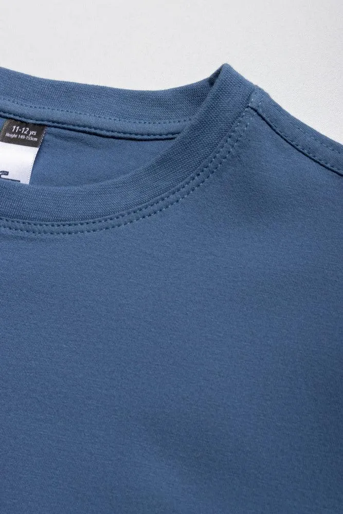 Crew Neck Short Sleeve T-Shirt Blue