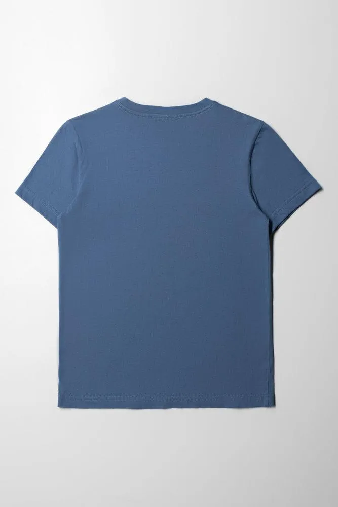 Crew Neck Short Sleeve T-Shirt Blue