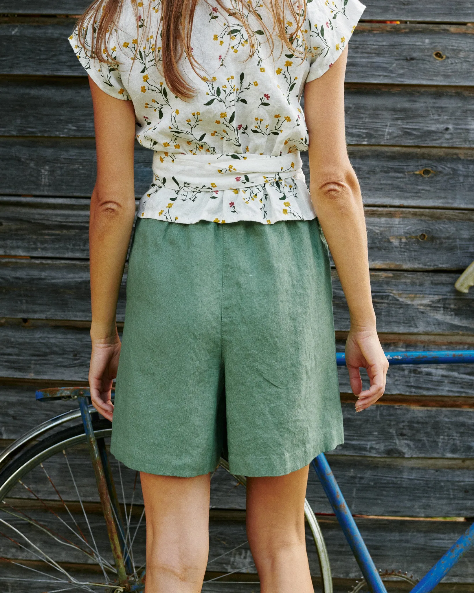 CU: CUSTOMIZED MAIN casual linen shorts (Size: S; Color: Charcoal Blue)