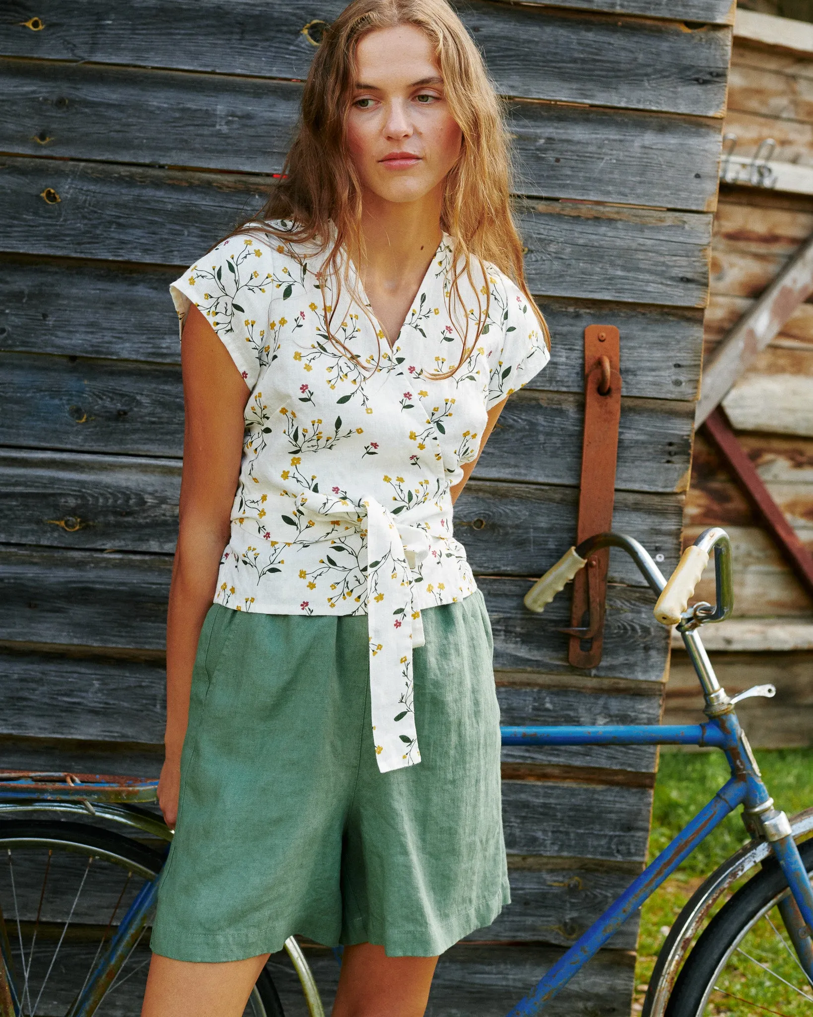 CU: CUSTOMIZED MAIN casual linen shorts (Size: S; Color: Charcoal Blue)