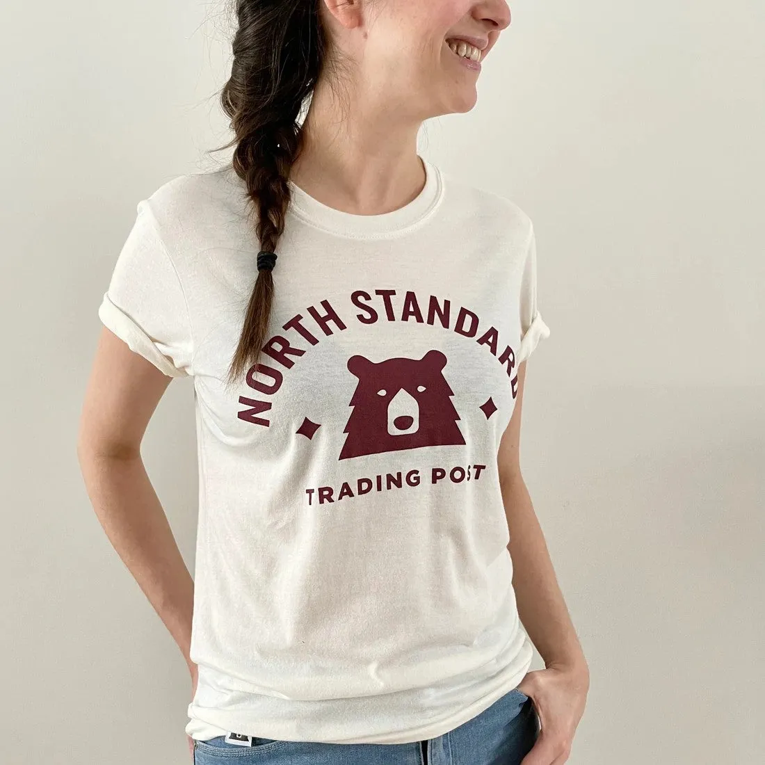 Eco Varsity Tee (Natural & Maroon)