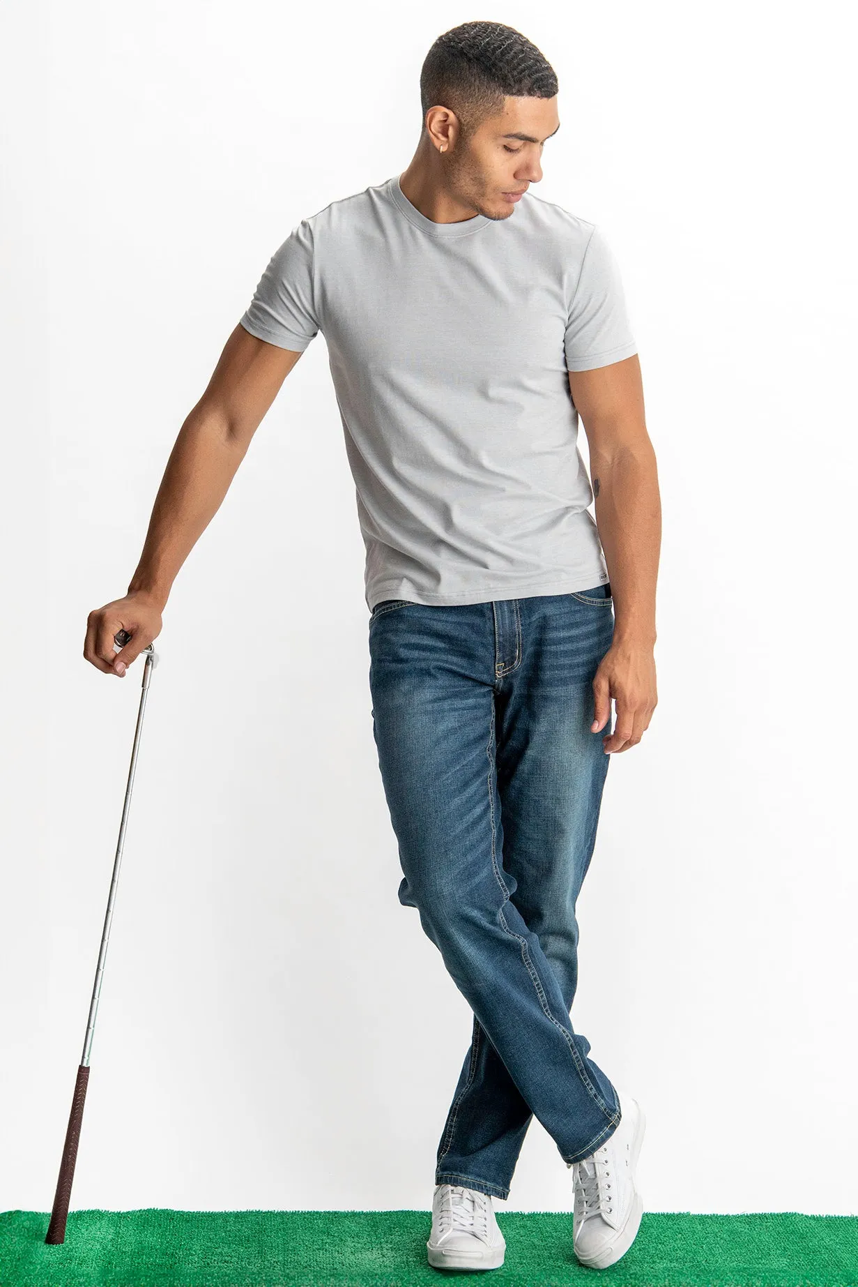 Feeder Stripe Tee - Melange Quiet Gray