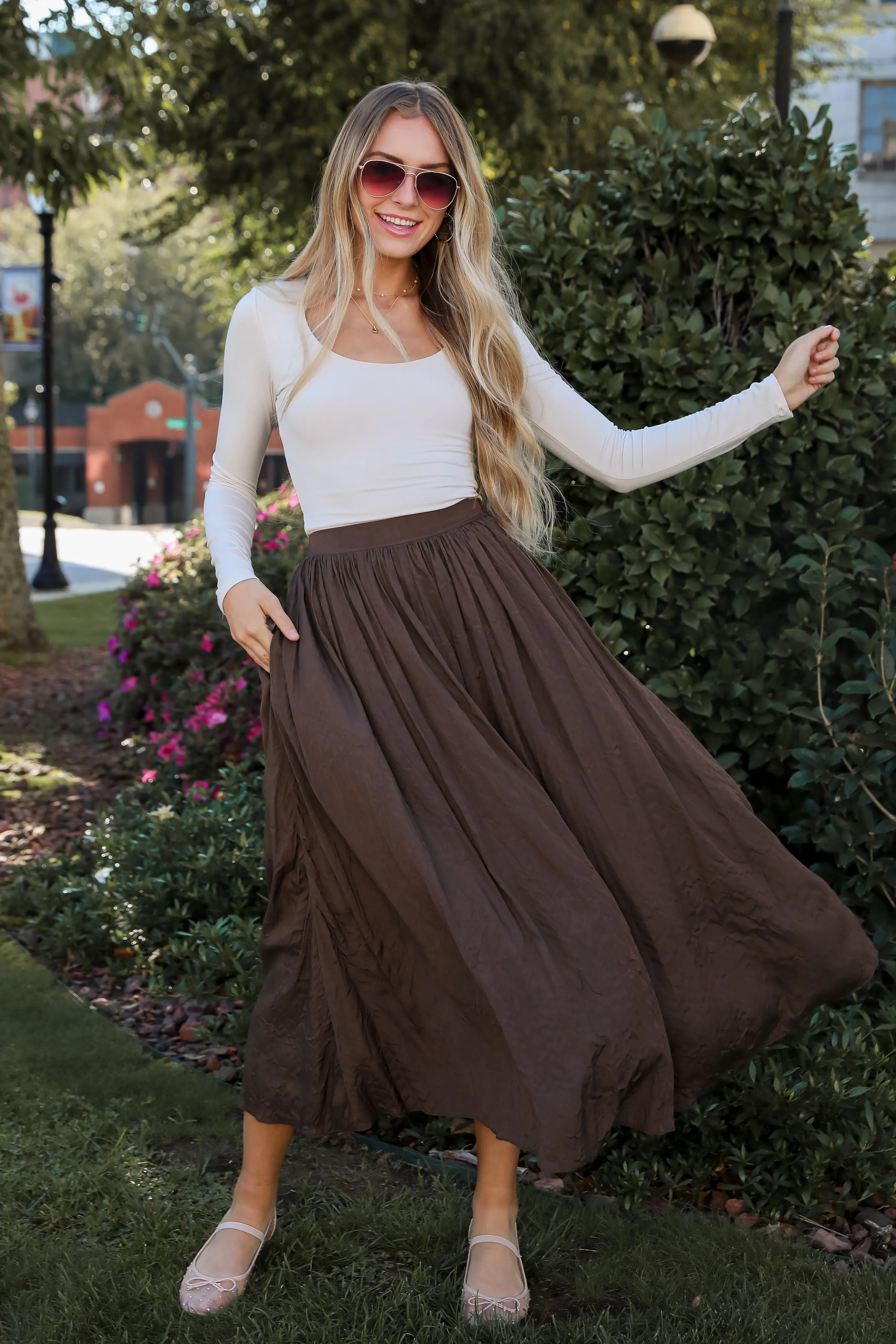 FINAL SALE - Truly Profound Brown Maxi Skirt