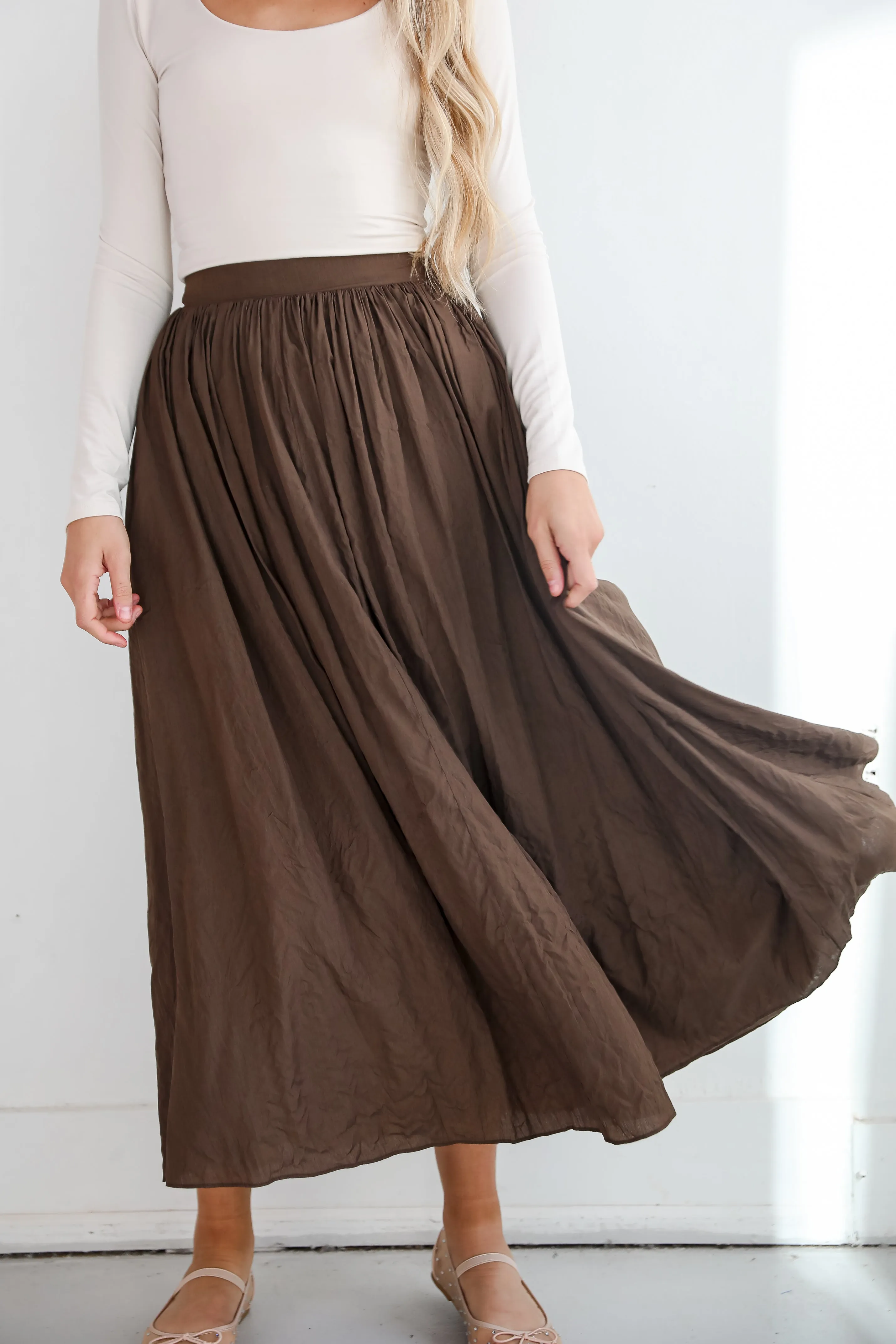FINAL SALE - Truly Profound Brown Maxi Skirt