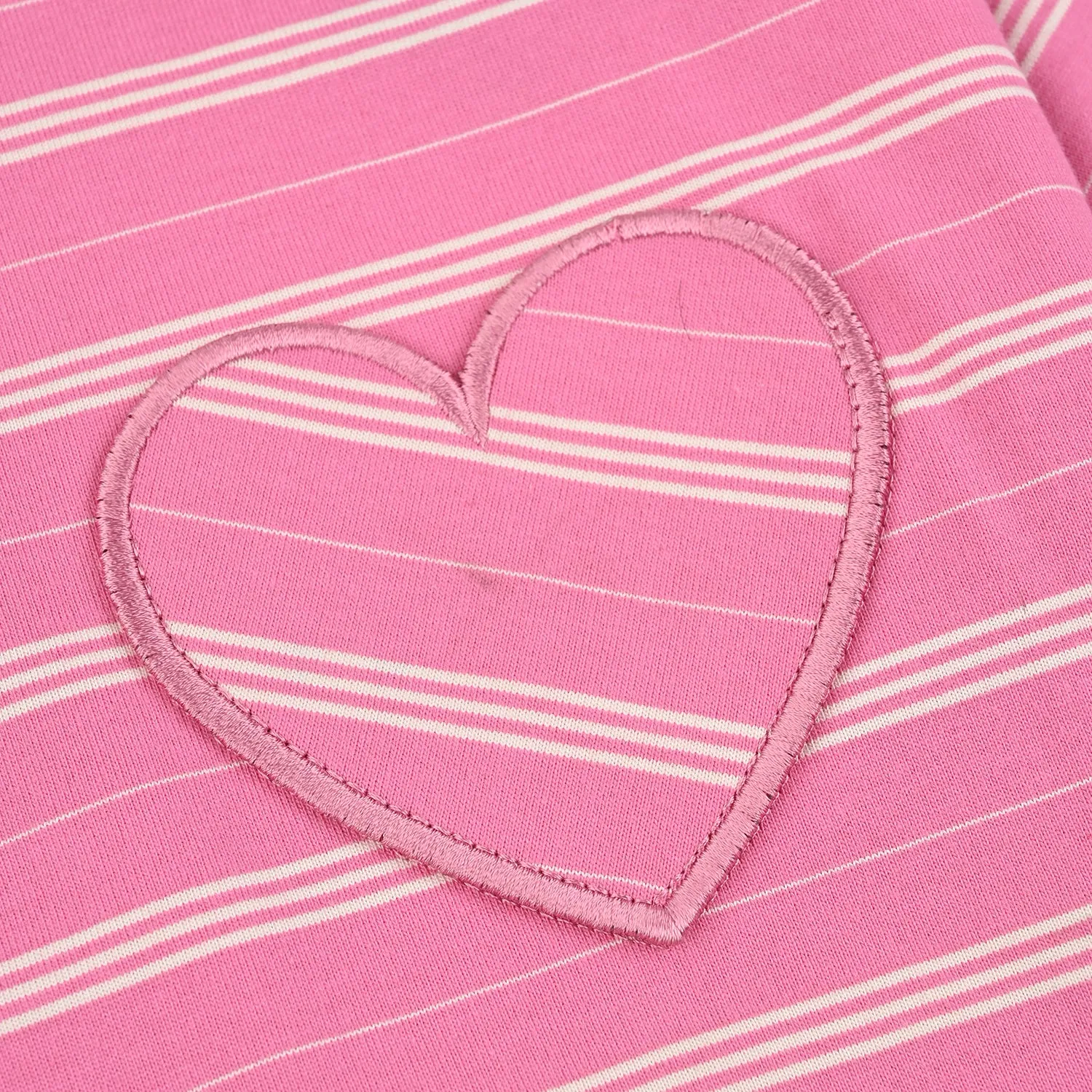 Girls Yarn Dyed T-Shirt H/S HEART POCKET-Hot Pink