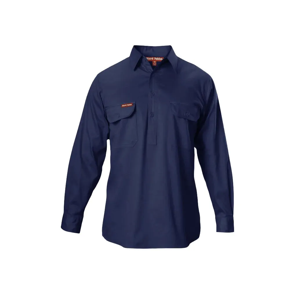Hard Yakka Long Sleeve Closed Front Cotton Drill Work Shirt (Y07530)