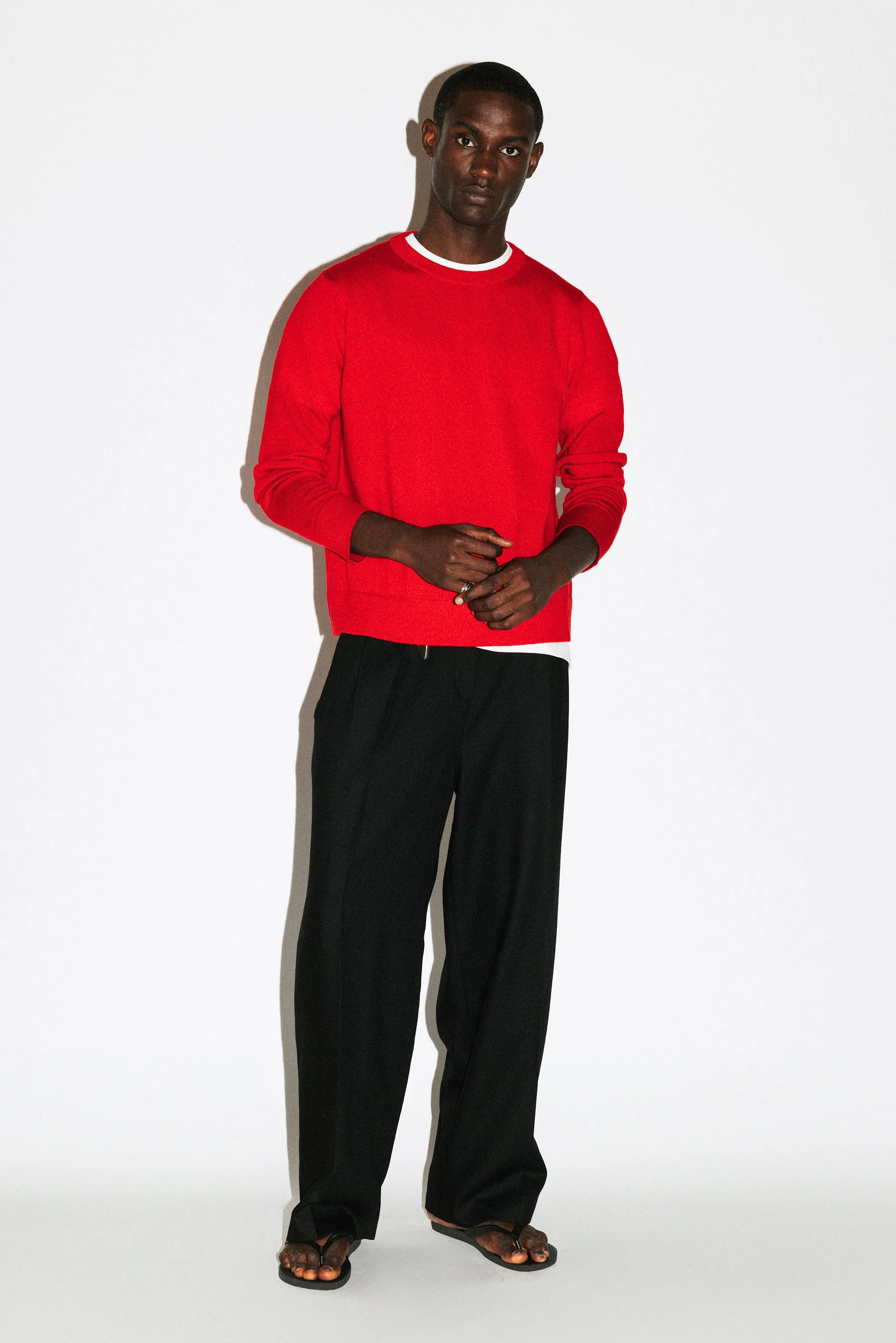 Hauser 90s Fit Crewneck Sweater  |  Red