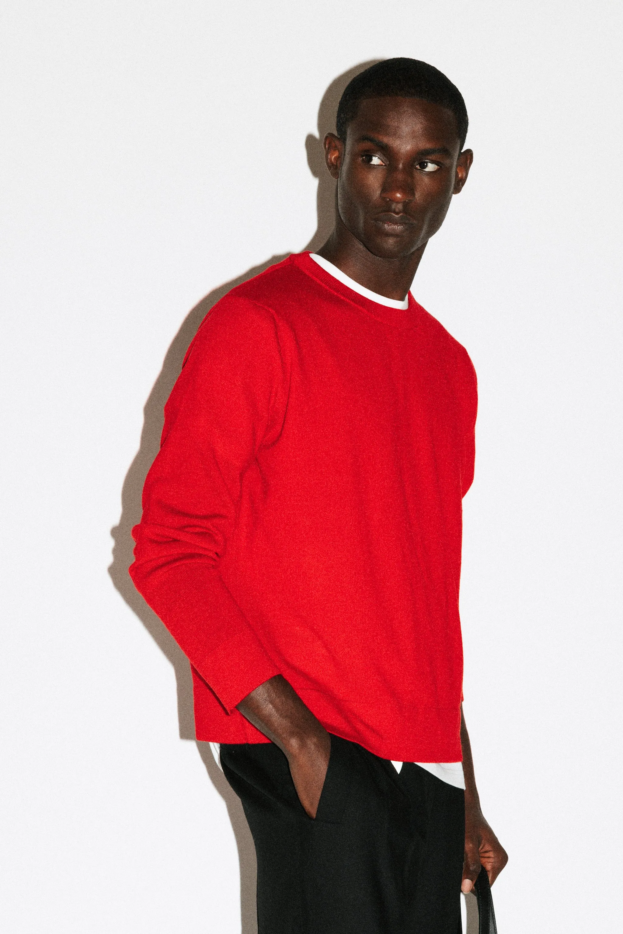 Hauser 90s Fit Crewneck Sweater  |  Red