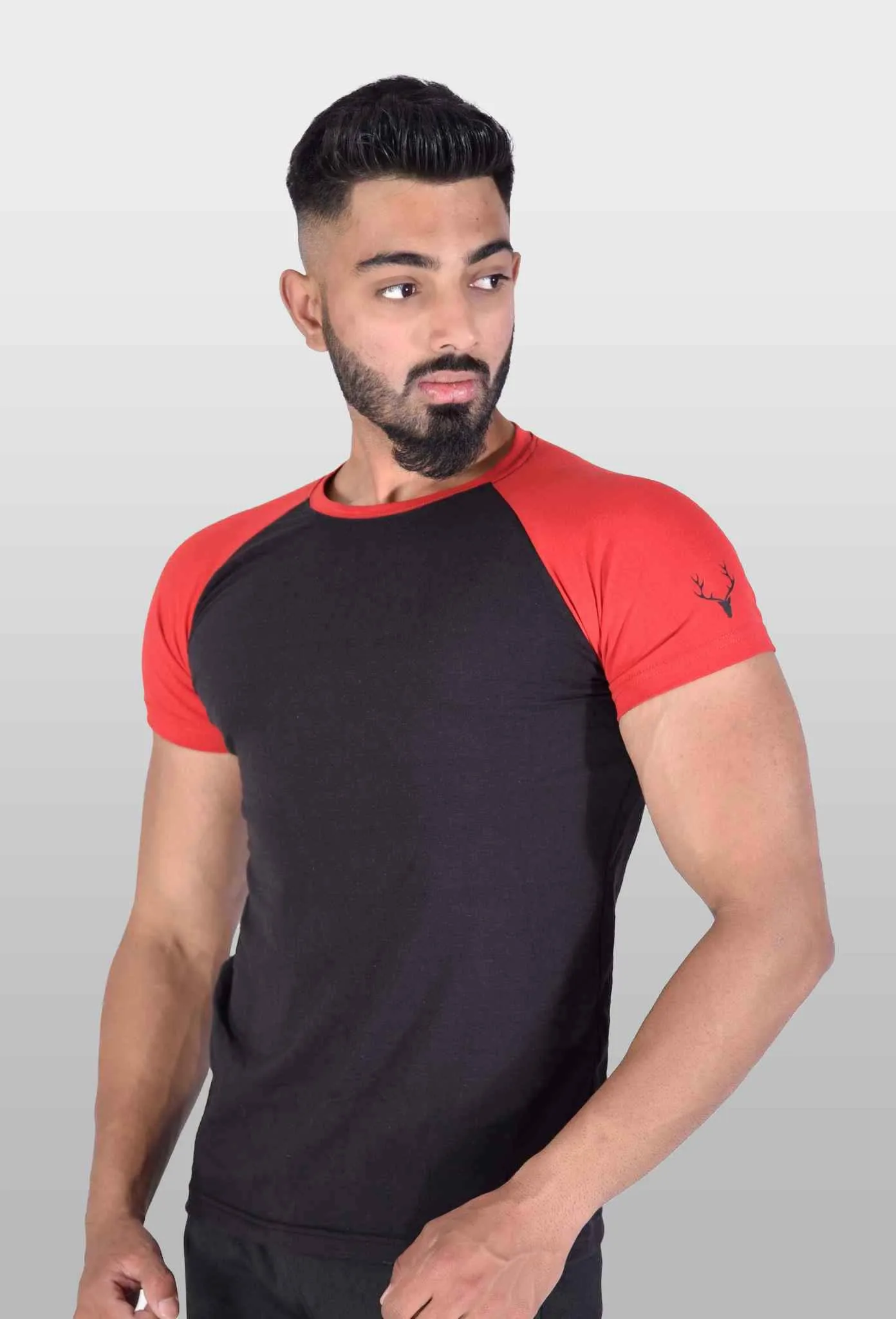 Hawk Raglan Cotton Tee (Red & Black)