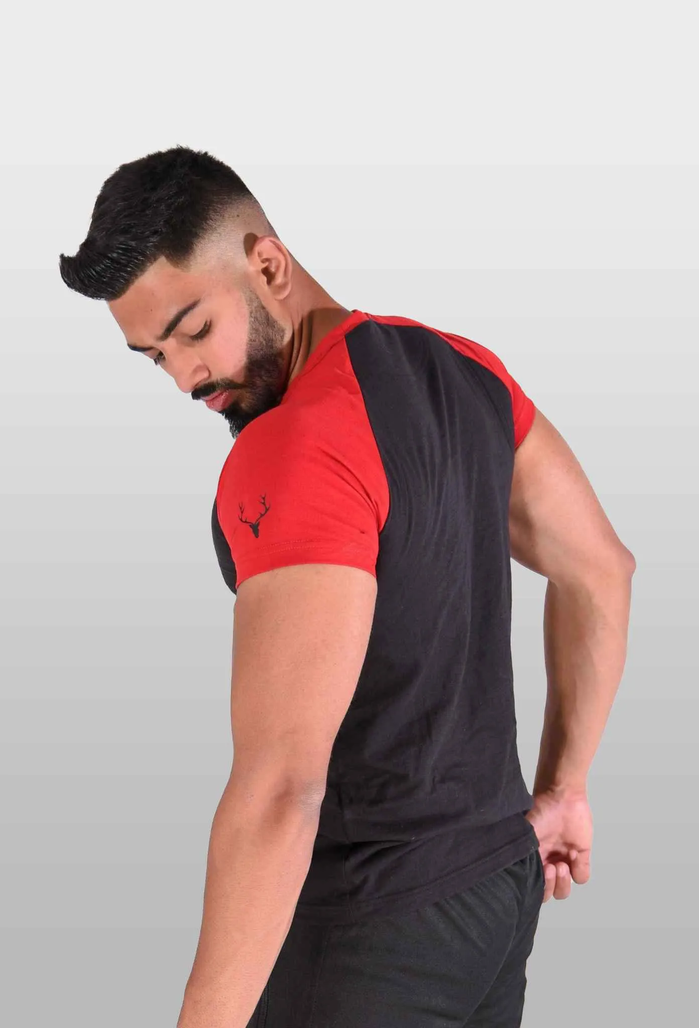 Hawk Raglan Cotton Tee (Red & Black)