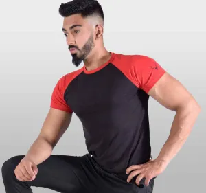 Hawk Raglan Cotton Tee (Red & Black)